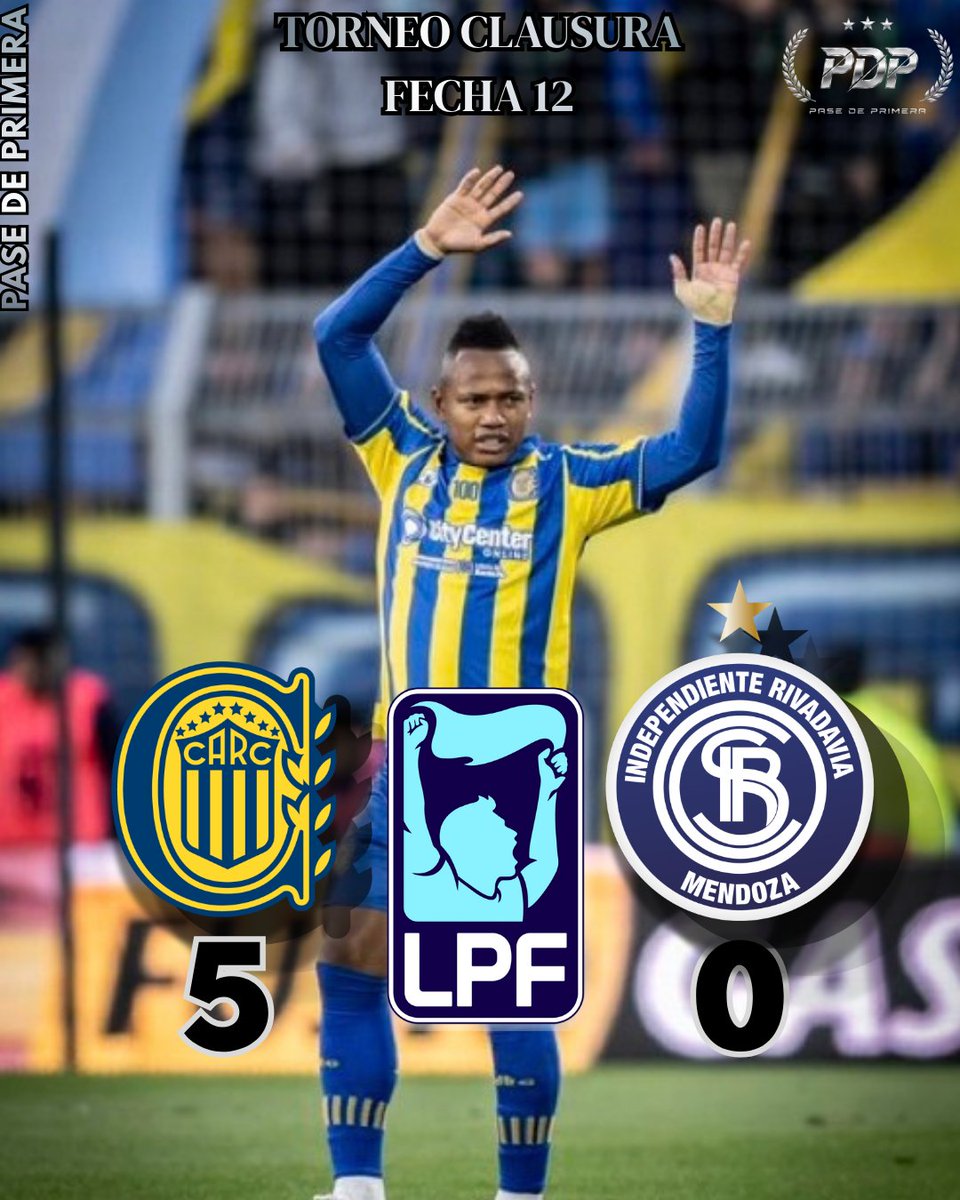 PaseDePrimeraok's tweet photo. Rosario Central aplastó 5-0 a Independiente Rivadavia en el Gigante de Arroyito
Ángel Di María abrió el marcador, J. Campaz amplió la ventaja a los 51' , Fideo volvió a marcar a los 57' , Copetti convirtió  a los 69' y Marco Ruben a los 74'  para sellar el 5-0 definitivo. https://t.co/HADyBYIRET