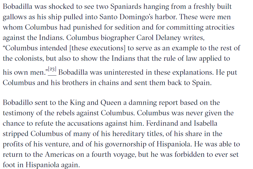 _nyxknack's tweet photo. @Boosted_BBC @mcsquared34 it would also seem the main reason for said guy (Francisco de Bobadilla) arresting Columbus was because he hanged 5 Spaniards. https://t.co/zBvNsdjlr2
