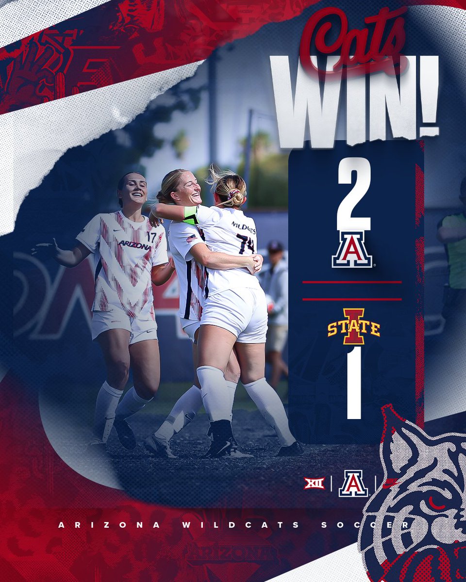 ArizonaSoccer's tweet photo. STREAK HEAT 🔥

The Wildcats take down Iowa State, 2-1, to stay rolling at home!

#BearDown 🐻⬇️ https://t.co/XNBdNG19Rm