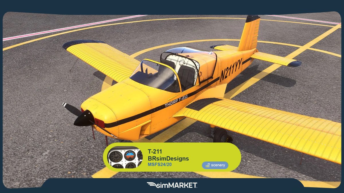 simflight's tweet photo. 🛩️ BRsimDesigns - T-211 MSFS24

Fly this compact two-seater in MSFS2020/24!

• VFR, IFR &amp; G1000 panels
• Sliding canopy with realistic drag
• GPS options &amp; custom flight dynamics
• 8K textures, 7 liveries
• MSFS24 walk-around features

🛒 https://t.co/xgM7lzmn6p https://t.co/x4pOhsEzMt