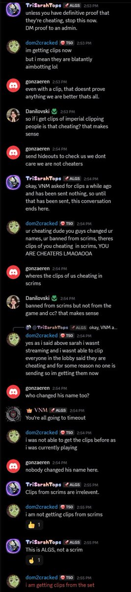 Dom2Cracked_'s tweet photo. Cheaters in my ALGS quarter finals that have been banned from scrims for wallhacking and aim botting. I tell the ALGS admins and they say they don't care about scrim clips of people hacking. These guys run down the lobby just aimbotting and the admins dont care lol sick game https://t.co/Pw8EiehyJt