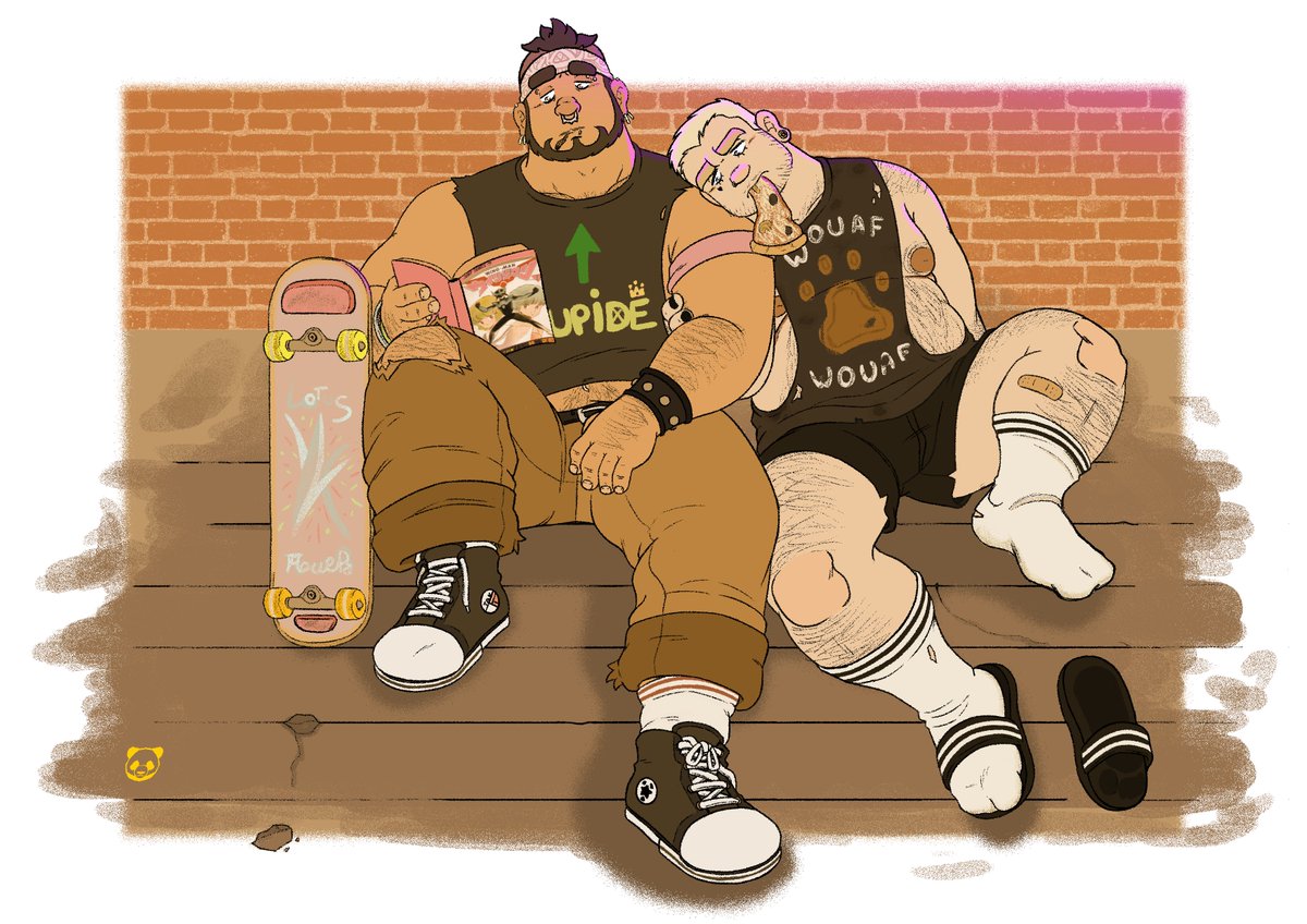 RetroPandaArt's tweet photo. Just two dudes duding around 🍕 https://t.co/47RGEh87lT