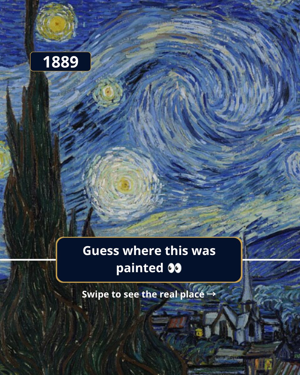 gl_nilfer's tweet photo. This is a real place. Van Gogh painted The Starry Night from his room at Saint-Paul-de-Mausole in Saint-Rémy-de-Provence. Explore 39 paintings at their real locations, with then-and-now photos and travel tips. Which should we do next? https://t.co/etXpvk3xw9