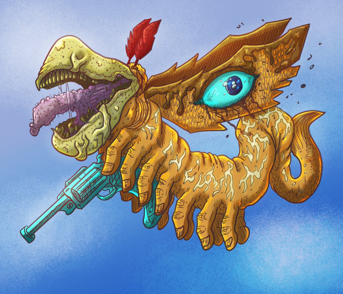johnbrockiii1's tweet photo. Here's some art I made that no one will ever see, because I ain't paying for a fuckass checkmark ever and Twitter's algorithm favors ragebait and AI slop. Anyway...
His name is George. He likes flapping his wings, belly rubs and being a proud 'murican. https://t.co/1snaRLKa0s
