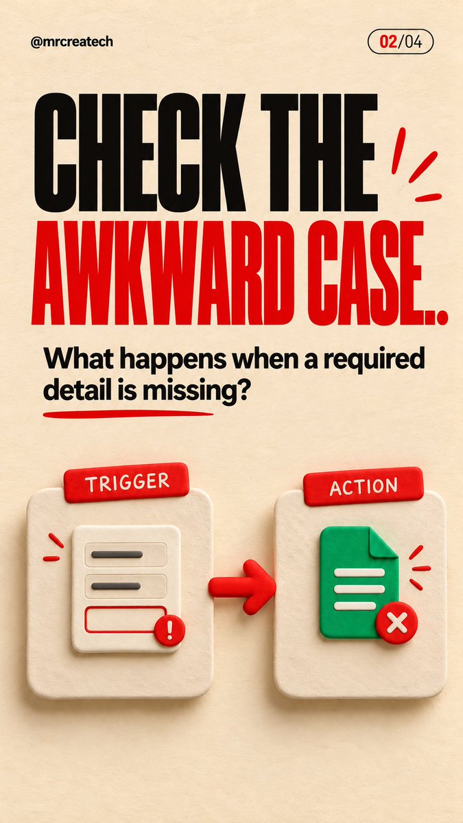 mrcreatech's tweet photo. A useful automation handles the ordinary case and gives the unusual one a clear route to a person. The aim is a system that helps people continue, even when their situation does not match the neat example in the flowchart. https://t.co/tlKwJTNcbW