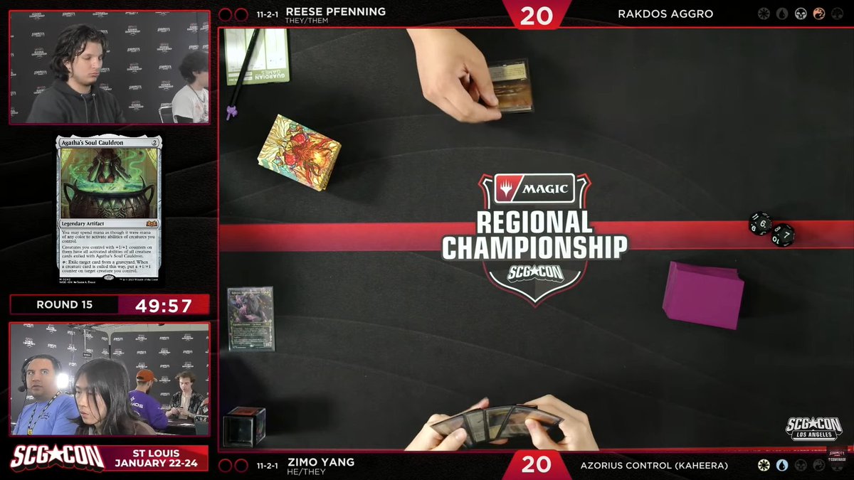 SCGCON's tweet photo. The final Swiss round is here! 🔥

Reese Pfenning (Rakdos Aggro) faces Zimo Yang (Azorius Control with Kaheera) at the Los Angeles Regional Championship, with Top 8 on the line!

Watch now! 🔻
🔴 YouTube: https://t.co/suvaSVDISx
🟣 Twitch: https://t.co/csq86CuH07 https://t.co/J1Em59jnUP