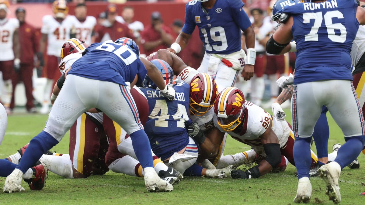 JoeNFL's tweet photo. NFL History: The 27-27 NYG-WAS tie today is first tie in NFL since last year's 40-40 GB-DAL tie on Sept 25...and the last tie before that involved both NYG and WAS tying 20-20 on Dec. 4 2022.  Ties typically make the playoff scenarios a bit more challenging, especially for intradivisional tie games and also brings in "2 ties = 1 win + 1 loss" fun playoff scenarios later in the season.