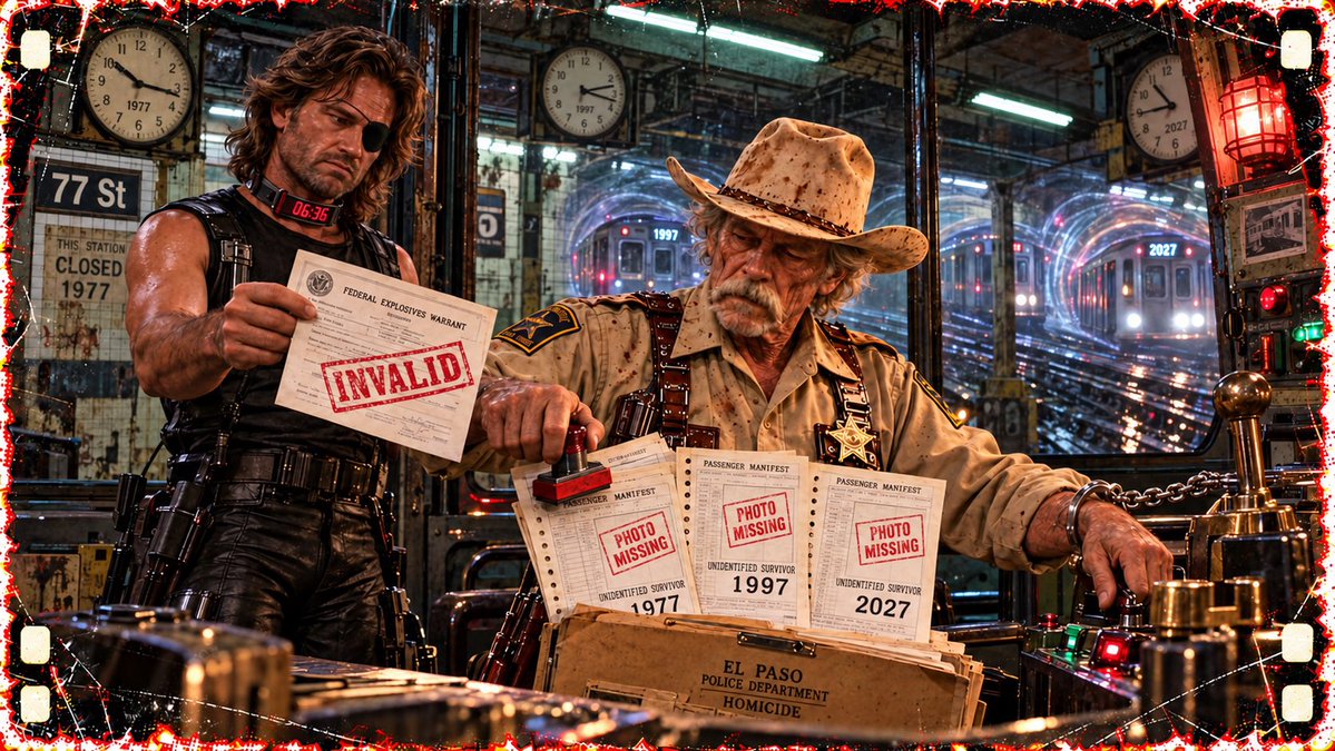 hansgruberhitit's tweet photo. New York J.T. sells a thirty-eight dollar brisket sandwich with no sides. Earl invalidates Snake's warrant because its jurisdiction doesn't exist yet.
Call me Snake. He does. I don't.
#GrindhouseVerse #CherryDarling #EscapeFromNewYork https://t.co/Dhy6bOsPEn