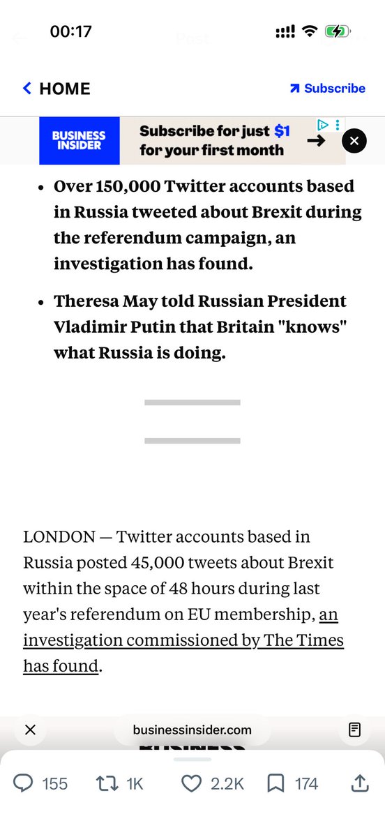 MarkTodd_pol's tweet photo. The Times is set to report that Russia:
- used over 150,000 Twitter accounts to influence the Brexit referendum 
- sent 45,000 tweets in 48 hours to influence the vote
- Tory PM knew there was interference &amp; told Putin but not the British people! https://t.co/hofuV28su7