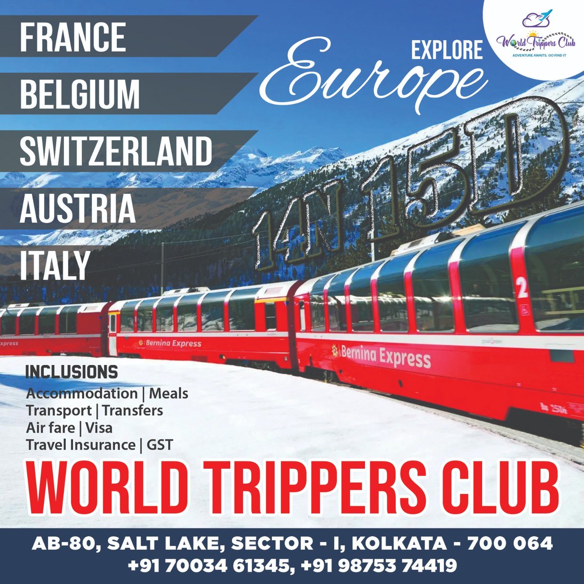 monchis_94's tweet photo. Europe Tour এবার হোক স্মরণীয়! ঘুরে আসুন France, Belgium, Switzerland, Austria ও Italy। উপভোগ করুন breathtaking views, iconic cities ও Bernina Express। Accommodation, meals, transport, airfare, visa ও insuranceসহ সম্পূর্ণ প্যাকেজ। আজই বুক করুন। https://t.co/t0cMiUnX50