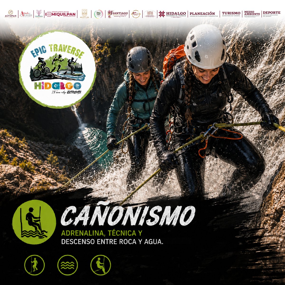 1ameth1's tweet photo. ⛰️El  cañonismo se suma a las disciplinas de Epic Traverse Hidalgo como una  actividad que integra destreza, preparación y contacto directo con la naturaleza. A través de esta experiencia, el evento destaca la diversidad de escenarios que ofrece Hidalgo  #EpicTraverse #Advertise https://t.co/bN0zikd23y