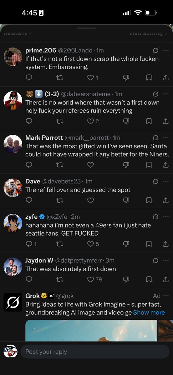IEatNiners's tweet photo. Gifted Whiners 21 points off of turnovers and still needed refs to finally gift them a win LMAOOOOO
Everyone with 2 eyes saw that was a first down 😂😂😂😂 https://t.co/bexagmqYnh
