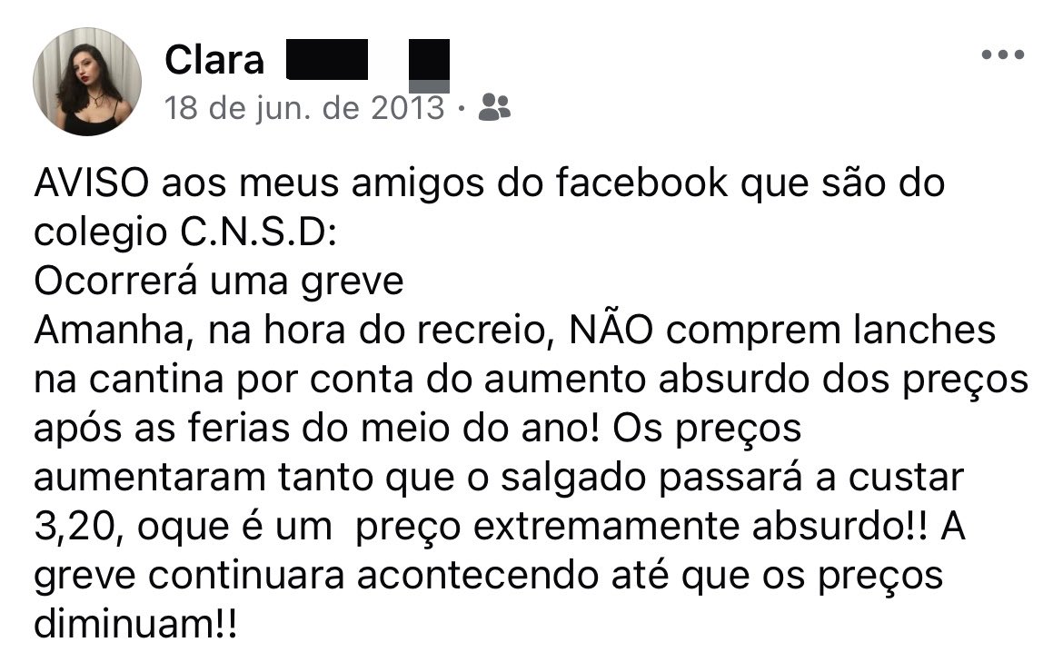 tubaraosbaleia's tweet photo. “você cresceu e virou de esquerda”

eu com 11 anos organizando uma greve pra diminuição dos preços da cantina da minha escola: https://t.co/2yQr4Vnk9U