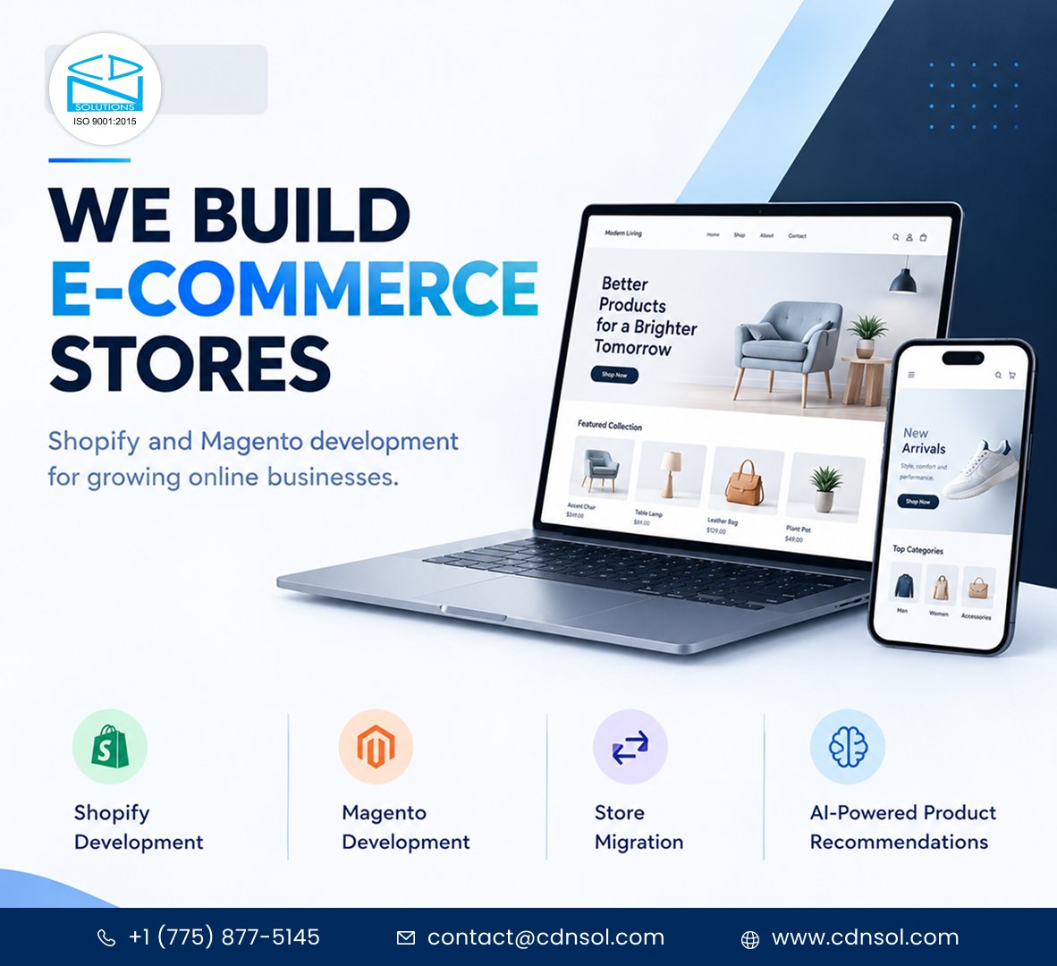 cdnsolutions's tweet photo. We build Shopify &amp; Magento stores — with AI-powered product recommendations built in. #CDNSolutions #Ecommerce https://t.co/8PcTc7PHOr