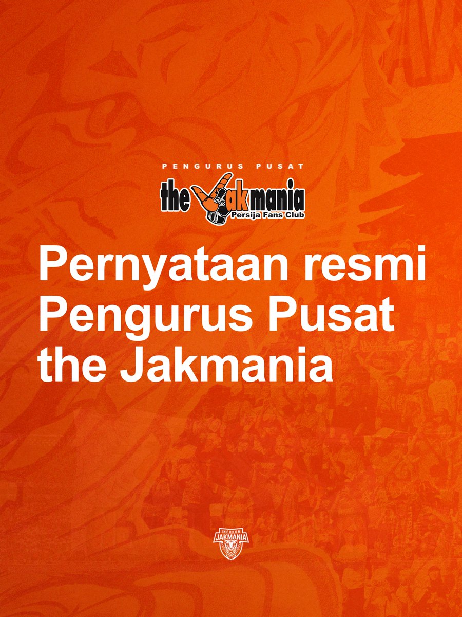 InfokomJakmania's tweet photo. Pernyataan resmi Pengurus Pusat the Jakmania terkait insiden yang terjadi di wilayah Jawa Tengah.

#PersijaSelamanya https://t.co/qgAv9n5xjN