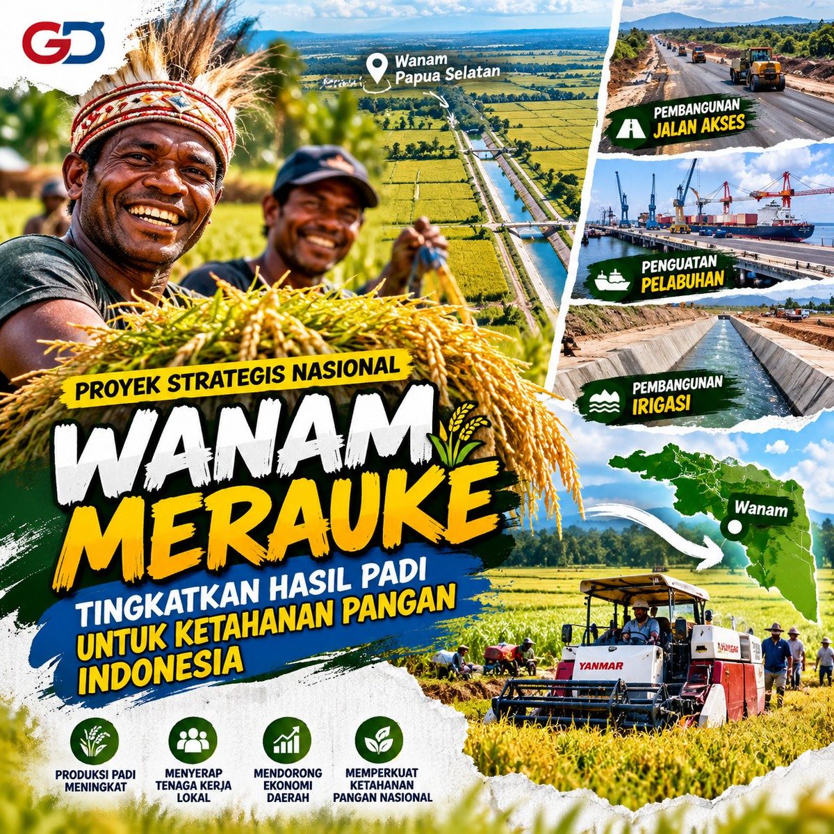 Sucitadewitl's tweet photo. Melalui pengembangan Wanam Merauke, potensi pertanian Papua Selatan diharapkan semakin berkembang dan memberikan manfaat bagi masyarakat lokal. #psnwanam #hajiisam #jhonlingroup #gd_psn #titikinformasi https://t.co/cJBDdDxZNA