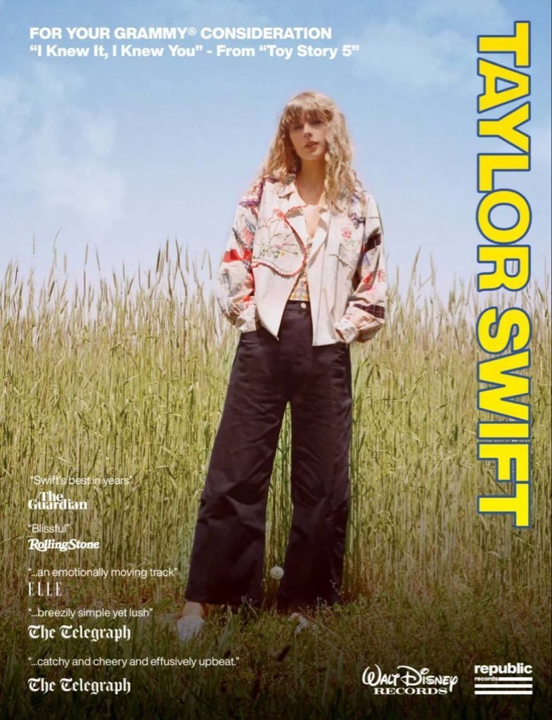 TaylorSwiftDept's tweet photo. 🏆| First-round voting for the 2027 GRAMMY Awards begins today.

FOR YOUR CONSIDERATION: Taylor Swift across eligible categories at the 69th Annual GRAMMY Awards. https://t.co/VarMhe6dQL