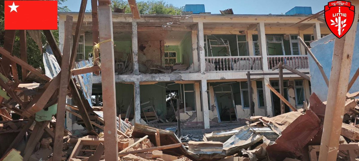 IrrawaddyNews's tweet photo. A junta jet attacked the historic Mahasi Monastery in Shwebo Township, Sagaing—birthplace of revered late monk Mahasi Sayadaw—killing at least 2 people and wounding 8. Many buildings were damaged, said Shwebo Township PDF. 
#WhatsHappeningInMyanmar https://t.co/3W0Wr8FFj0