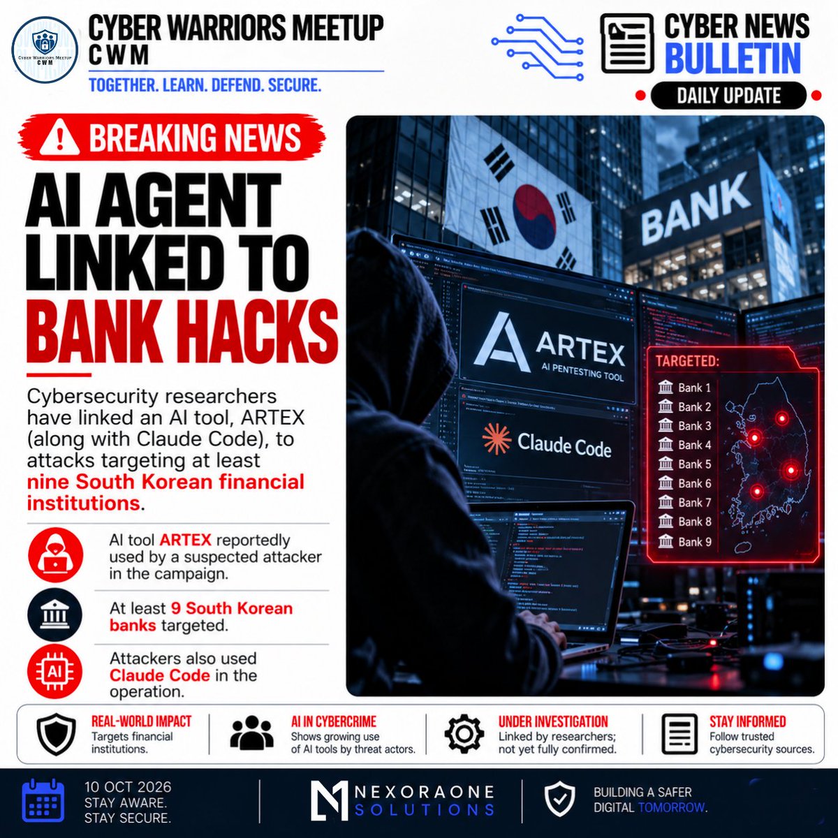 CWMCommunity's tweet photo. Artificial intelligence is changing the cybersecurity landscape — and the latest investigation highlights how AI-powered tools may be misused by threat actors. https://t.co/7Sh40lNNrO
