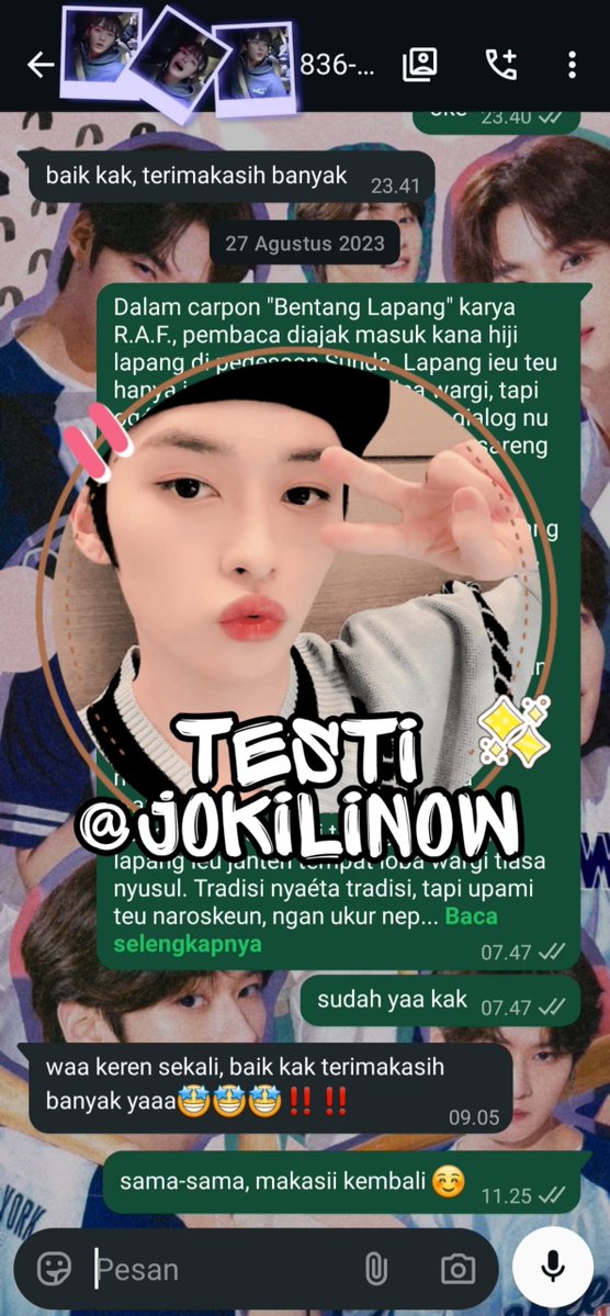 jokilinow's tweet photo. Joki Tugas PPT Skripsi ✓
Joki Tugas Proposal Sponsor ✓
Joki Tugas Bahasa Sunda ✓
Joki Tugas Makalah ✓
               [ 26-27/08/2023 ]

🔗 Open Joki Tugas CV, PPT, Paper, Review Jurnal, Tulis, Opini, KTI, Makalah, Laporan, Poster Infografis, Motivation Letter, Bahasa Inggris https://t.co/VYv0xyPpUb
