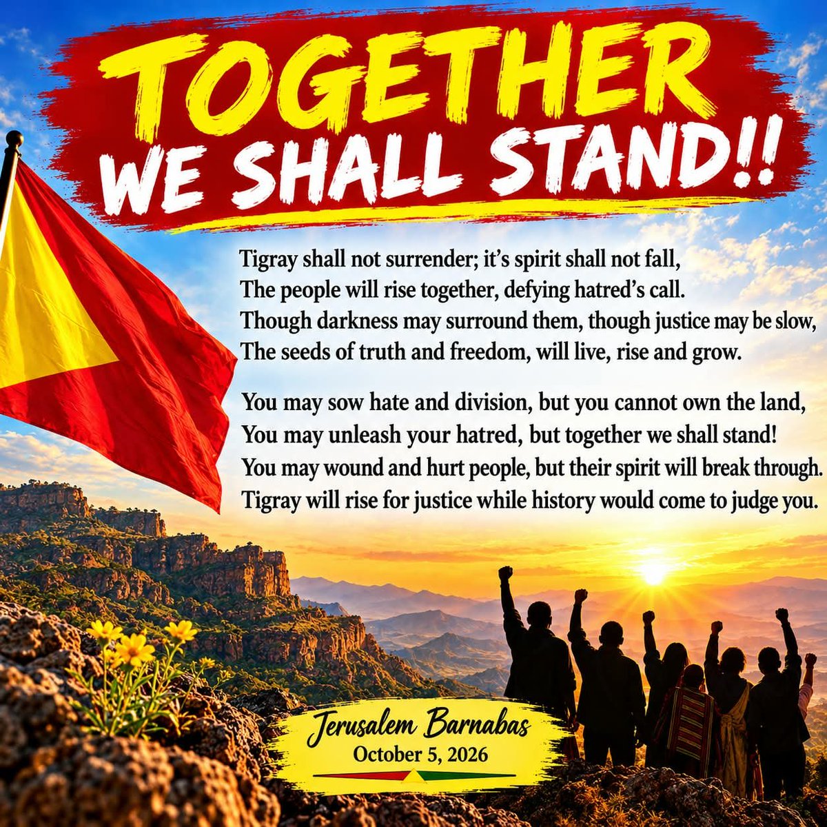 ShewitHzkias1's tweet photo. Day: 2168 #TigrayGenocide
Let's be the voice 4 z voiceless z people of Tigray #አዮና_አይንረብርብ
#PeaceForTheWorld‼️
#TogtherWeShallStand
#TigrayISCalling
#NeverGiveUp on #Tigray
#ድምጺውፁዕህዝቢይሰማዕ
#ጠመተናብህዝቢና
#SaveTigray
#AllEyesOnTigray ‼️ https://t.co/HArwGrFsQE