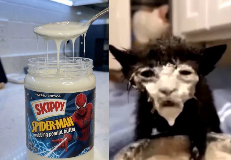 TechyLewd's tweet photo. Me after i've eaten my Limited Edition Skippy branded "webbing" peanut butter https://t.co/XBlvZYAZM5