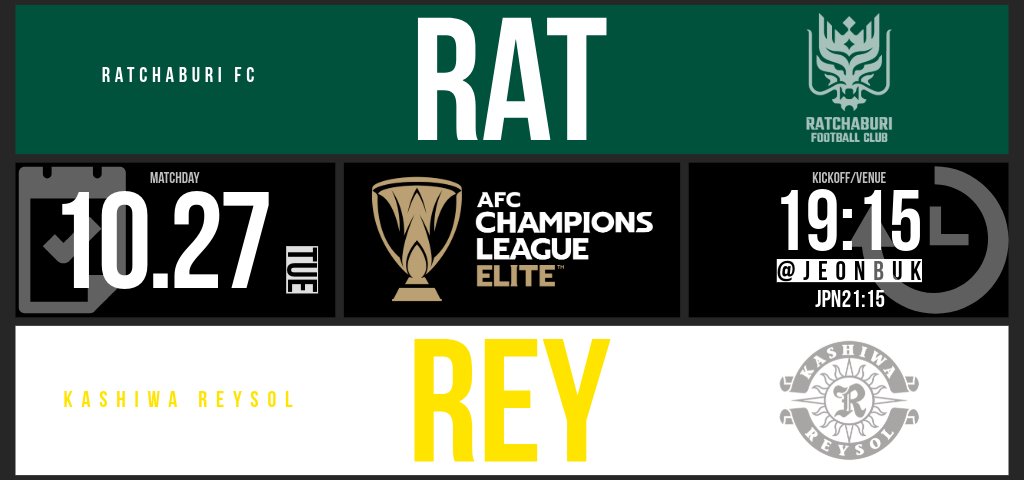 REYSOL_Official's tweet photo. 🟡AFCチャンピオンズリーグElite 2026/27 リーグステージ MD3『ラーチャブリーFC vs 柏レイソル』（現地時間19:15キックオフ、日本時間21:15キックオフ、ラーチャブリースタジアム）の観戦チケットおよび注意事項について、お知らせいたします。
🔗https://t.co/EzSCZVXlEb

#柏レイソル #柏から世界へ #AMBITIONtoBeTheBEST