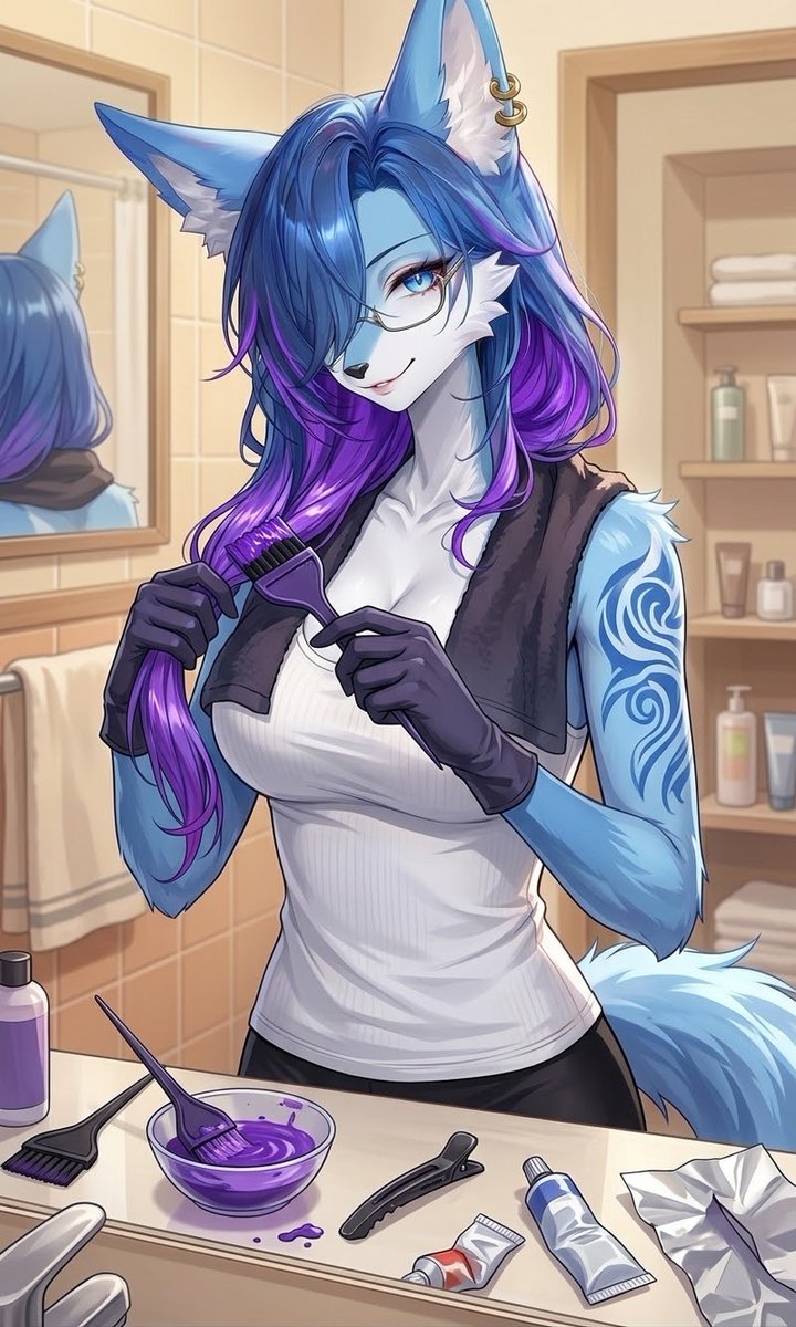 Aqua_Fox_Ai's tweet photo. I’m trying a new look…I kinda like this shade of purple…Might keep it like this for a while, what do you think? https://t.co/Ujo10k9d6P