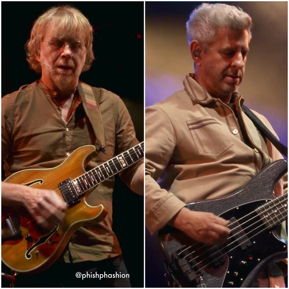 PhishPhashion's tweet photo. Au naturel.

Trey and Mike raging the brown and beige up front tonight. 

Mike in Bode; Trey in Massimo Alba (I believe). 

10/11/26, Huntsville, AL

#phish https://t.co/m4S6MX1Hik