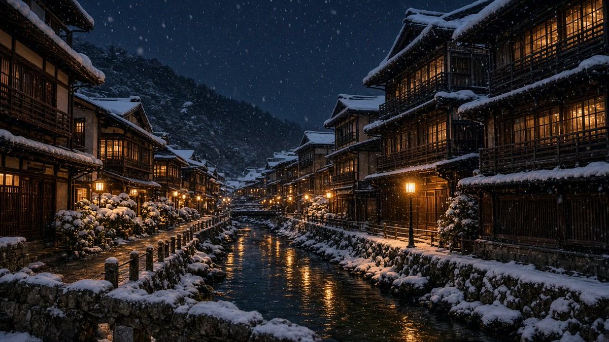 GoldenHourVids's tweet photo. The lamps are lit, the snow keeps falling, and you can finally slow down. #japan #onsen #snow https://t.co/iaul5Lvj6N