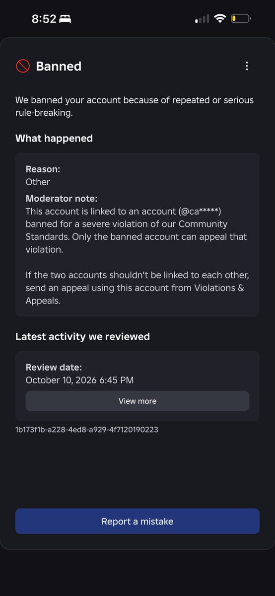AstaRoth1486655's tweet photo. Hi, @Roblox . On October 9th I was fallen victim to a targeted enforcement ban since I had my username reset, now suffering with a termination of my account even though I didn’t break the tos, nor make any other accounts under my email. I need help getting unbanned. #ban #roblox https://t.co/ZNdfFTVfsp