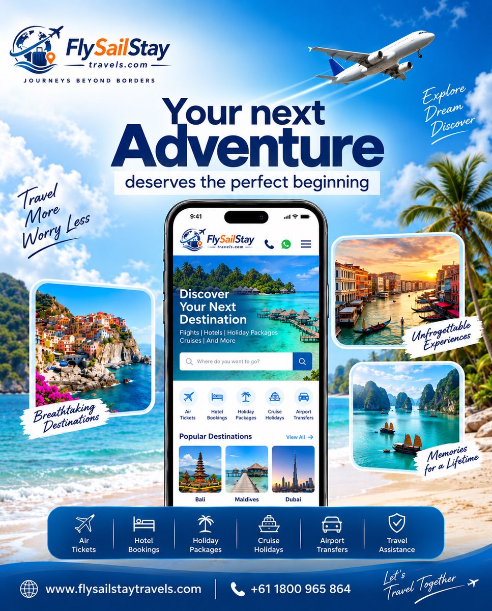 Vodkah28's tweet photo. Your next adventure starts here. From flights and hotels to holiday packages, cruises and airport transfers, FlySailStay Travels makes every journey simple and stress-free. You choose the destination. We handle the rest. https://t.co/RSKzVLFof9
