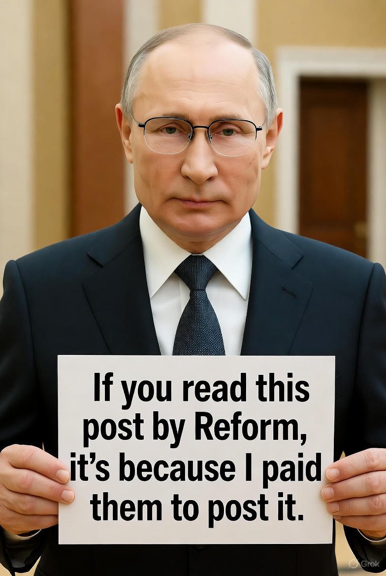 TheDoctorMagic's tweet photo. @Artemisfornow Denying the possibility of Russia interference in our democratic process is very dangerous and is playing into their hands. We know for a fact that Reform officials have been accepting Russian money. Don't be gullible into believing anything Reform tell you about this. https://t.co/YKubqfMYOo