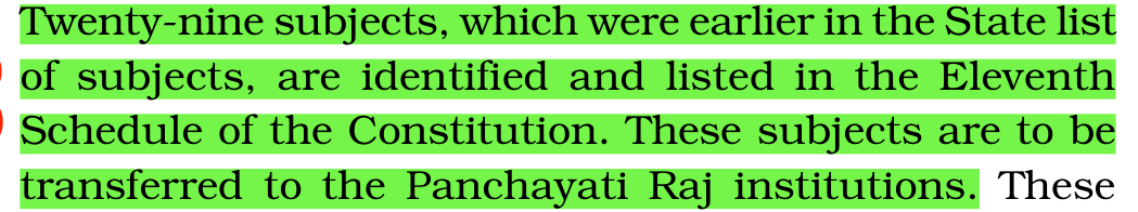 GoNcerts's tweet photo. 29 subjects were moved out of the State List into the Eleventh Schedule, to be handed to Panchayati Raj institutions (73rd Amendment).

📘 NCERT Polity Class 11, p.224

#UPSC #UPSC2027 #NCERT #UPSCPrelims #Polity https://t.co/rCJJJ3jRLL