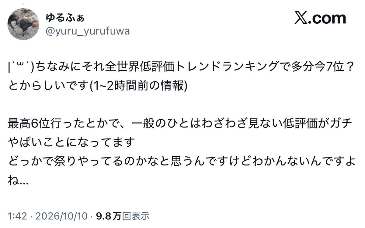 k2703283266092's tweet photo. 低評価に関して最初に見つけて、最初に話題にして、「どこかで低評価祭りになっている」と言い出したのはジャニオタ側ではないことをこちらの名誉のために伝えておきます😞 https://t.co/4CNuDrvPaI