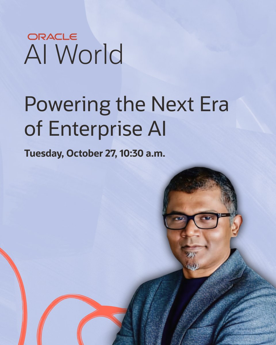 sunilkhunteta's tweet photo. Join Mahesh Thiagarajan at #AIWorld to understand how OCI is redefining AI infrastructure through industry-leading price-performance, best-in-class AI clusters, and broad choice across CPUs and GPUs. https://t.co/TU54ay0goS https://t.co/vv0MPHQtIa