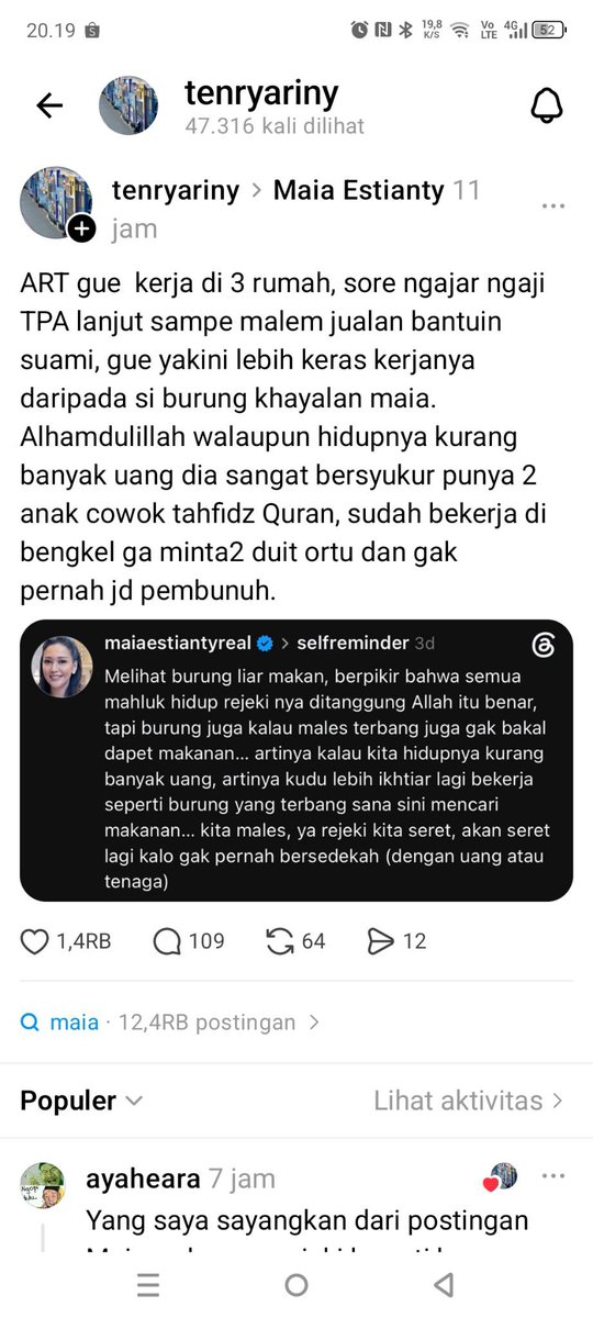 999o7i's tweet photo. Mertua Alyssa neh Maia akhirnya jd bulan2 netijen nyuruh kerja keras biar gak miskin dgn start yg beda. 

ART, dokter hewan, sampe kurir yg kerja d 3 tempat pada buka suara. 

Kurang kerja keras apa mereka dr subuh ampe malem banting tulang cuma buat makan sehari2. https://t.co/AvNJDeoTlR