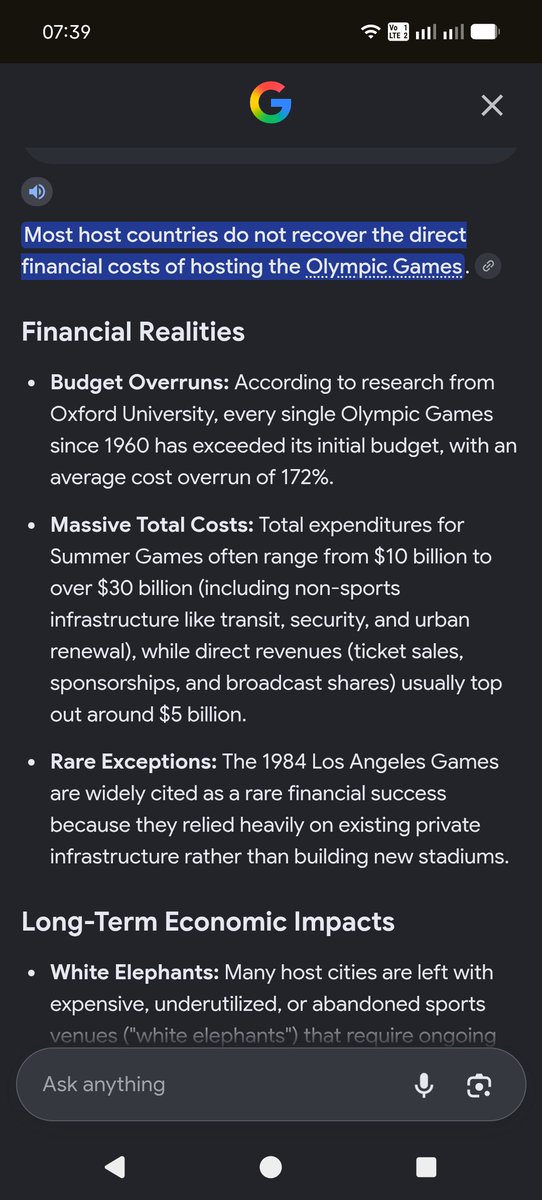 AniruddhWritess's tweet photo. @SiddharthKG7 Hosting #Olympics for a country like us in not a good idea. The expenses are huge and returns are minimal.
Even the intangible returns (PR, exposure, tourism etc) fall short. https://t.co/g3fh6KEznO
