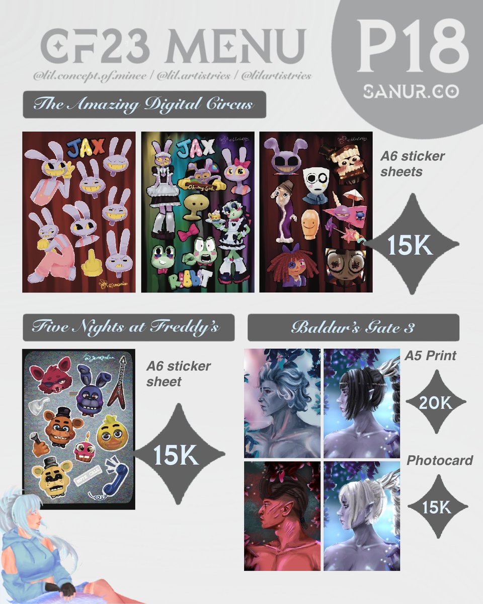 lilartistries's tweet photo. @chocophanda Haii aku ada fnaf tp baru ada 1 sticker sheet aja, still, feel free to check it out ya🥺✨️ https://t.co/KZClgnfLB5