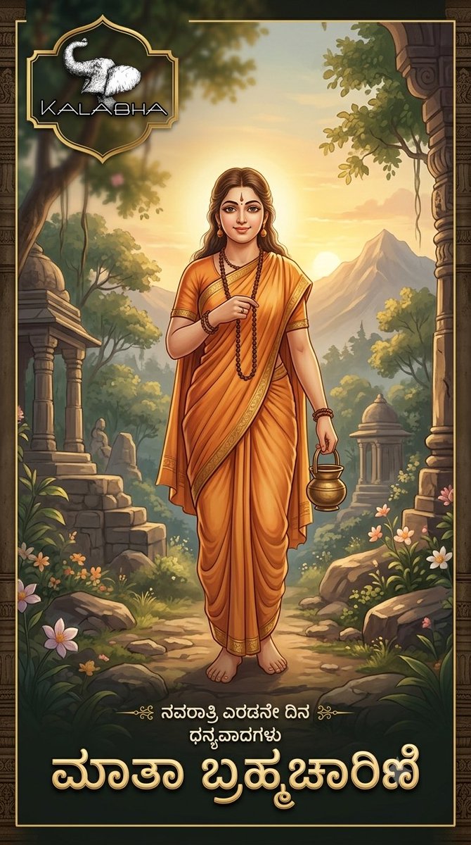 shivareddy93's tweet photo. ಇಂದಿನ ಆರಾಧ್ಯ ದೇವತೆ: ಶ್ರೀ ಬ್ರಹ್ಮಚಾರಿಣಿ ದೇವಿ

ದಧಾನಾ ಕರಪದ್ಮಾಭ್ಯಾಮಕ್ಷಮಾಲಾಕಮಂಡಲೂ |
ದೇವೀ ಪ್ರಸೀದತು ಮಯಿ ಬ್ರಹ್ಮಚಾರಿಣ್ಯುತ್ತಮಾ || https://t.co/uSQEGZqd23