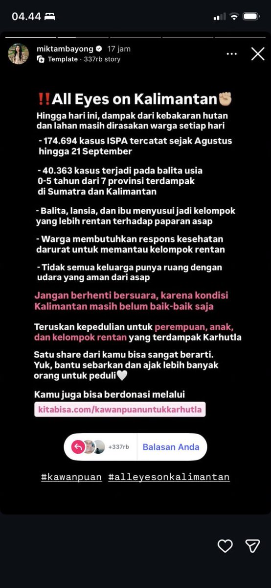 ejaaipongg's tweet photo. 🚨🚨 JANGAN PERNAH LELAH UNTUK SPEAK UP DAN MEMBANTU SEBARKAN BERITA KARHUTLA DIMANAPUN

Influencer, Podcaster, Artis dll yang sudah sadar dan speak up dalam membantu post soal KEBAKARAN HUTAN DAN LAHAN yang terjadi di Kalimantan, Sumatera dan Papua. 

#PrayForSumatera
#PrayForKalimantan
#PrayForPapua