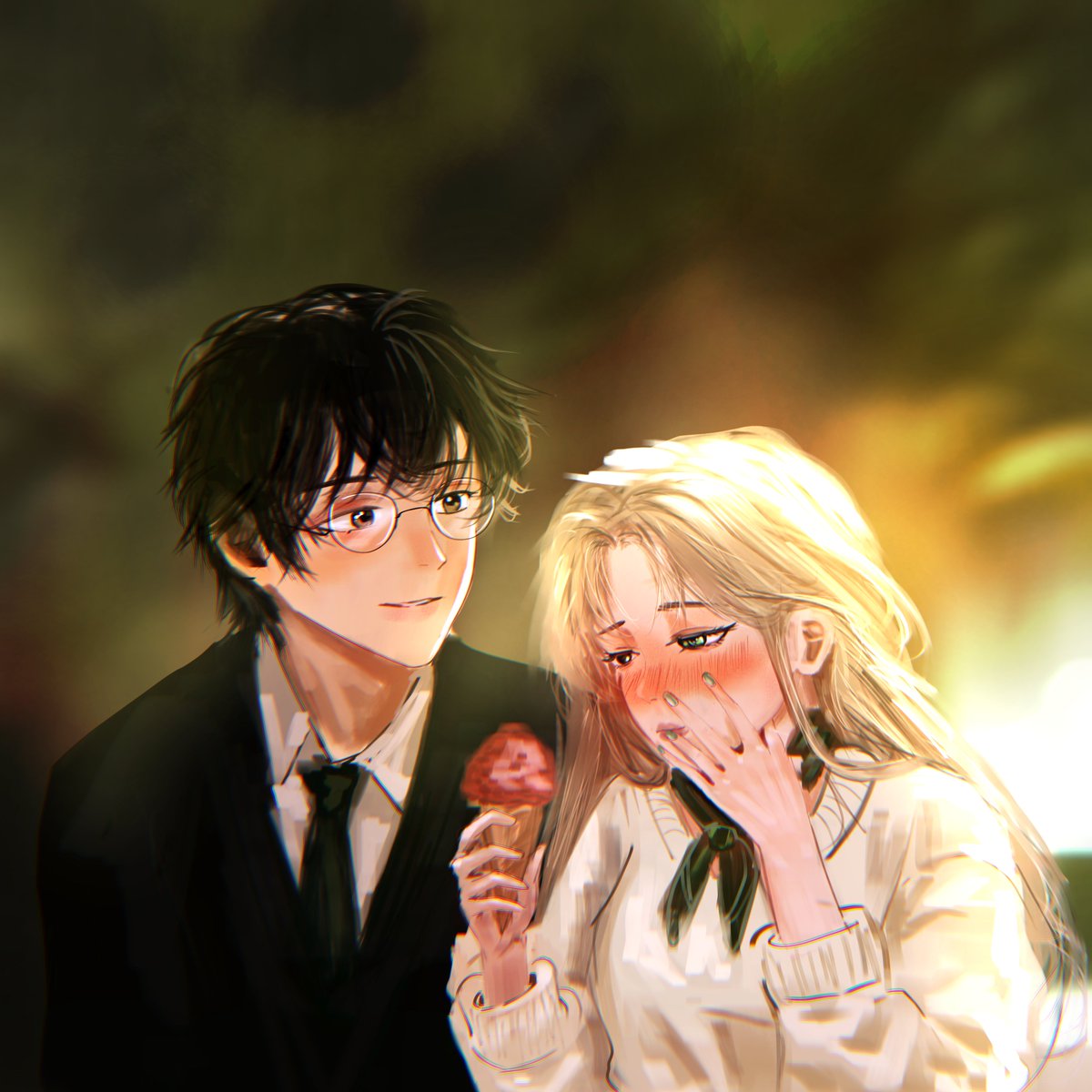 visionsbyakki's tweet photo. Icecream date?✨😭
#malfoid #dracamalfoy #harrypotterart #malfoy #illustration https://t.co/BBzGuEh2u6