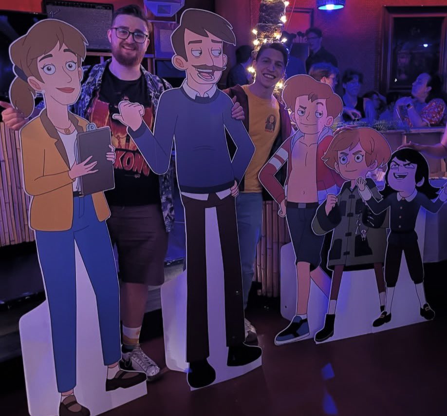 TurntechUmbrage's tweet photo. I’m crazy about the cardboard cutouts they have in the titmouse studio oh my God everyone needs to know about this right now #hauntedhotel https://t.co/0mIDPajHLE