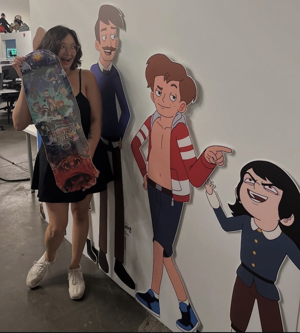 TurntechUmbrage's tweet photo. I’m crazy about the cardboard cutouts they have in the titmouse studio oh my God everyone needs to know about this right now #hauntedhotel https://t.co/0mIDPajHLE