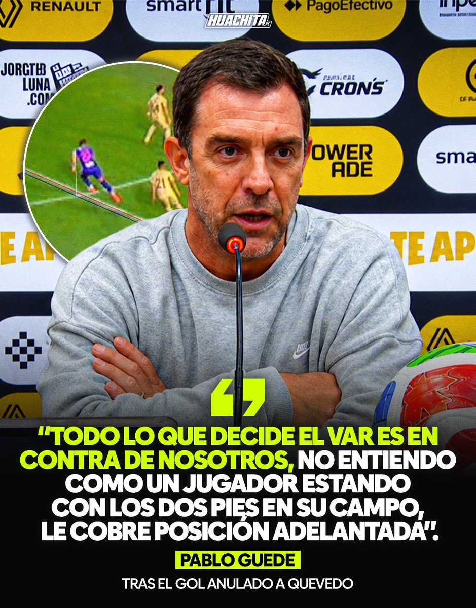 huachitape's tweet photo. 😤🔵𝗣𝗔𝗕𝗟𝗢 𝗚𝗨𝗘𝗗𝗘: “𝗘𝗻𝘁𝗶𝗲𝗻𝗱𝗼 𝗾𝘂𝗲 𝗻𝗼 𝗾𝘂𝗶𝗲𝗿𝗮𝗻 𝗾𝘂𝗲 𝗔𝗹𝗶𝗮𝗻𝘇𝗮 𝗟𝗶𝗺𝗮 𝘀𝗮𝗹𝗴𝗮 𝗰𝗮𝗺𝗽𝗲𝗼́𝗻” 
—
Guede fue muy crítico con el VAR que anuló el gol de Quevedo, acusa al VAR de mostrar imágenes que no son reales y estos errores son constantes. https://t.co/bqLbmuNLed
