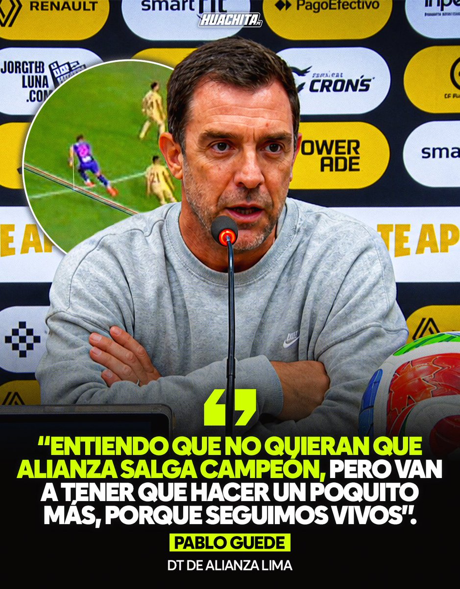 huachitape's tweet photo. 😤🔵𝗣𝗔𝗕𝗟𝗢 𝗚𝗨𝗘𝗗𝗘: “𝗘𝗻𝘁𝗶𝗲𝗻𝗱𝗼 𝗾𝘂𝗲 𝗻𝗼 𝗾𝘂𝗶𝗲𝗿𝗮𝗻 𝗾𝘂𝗲 𝗔𝗹𝗶𝗮𝗻𝘇𝗮 𝗟𝗶𝗺𝗮 𝘀𝗮𝗹𝗴𝗮 𝗰𝗮𝗺𝗽𝗲𝗼́𝗻” 
—
Guede fue muy crítico con el VAR que anuló el gol de Quevedo, acusa al VAR de mostrar imágenes que no son reales y estos errores son constantes. https://t.co/bqLbmuNLed
