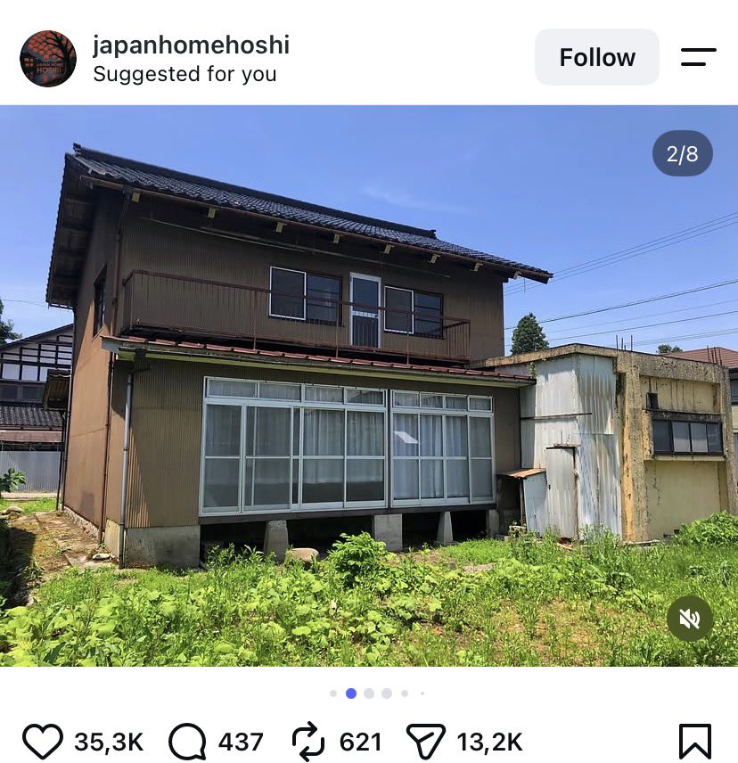 LambeSahamjja's tweet photo. njirr ada rumah di Jepang di jual 64 dolar atau 1,2 jutaa doang 
apkah di jepang ada pocong juga? https://t.co/FVaoHH9Z3J