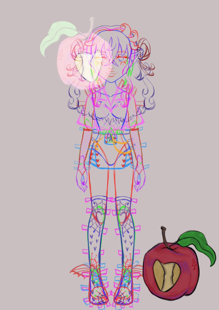 RingotoAkuma's tweet photo. @Mikacchi_Mikan @tt_100mg last outfit sketches I made for them, I honestly overwhelmed myself over the sketches and never finished these :') + I was unsure if I wanted to print the doll in full color or perhaps color it in myself. https://t.co/BLILAvc9ga