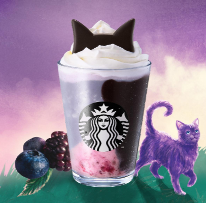 ParnTranslation's tweet photo. เมนูต้อนรับฮาโลวีนของสตาร์บัคส์ที่ญี่ปุ่นปีนี้คือ Halloween purple cat in mystery forest ใครทาสแมว+สีม่วงอย่าลืมแวะไปยล เครื่องดื่มคือ Blackberry Yogurt Frappuccino ไม่โดนใจอิฉันเท่าไหร่ แต่สโคนช็อกโก สอดไส้อันรสมัตฉะ+เนย คือกร้าวใจมาก ใครสายหวานเค็มตัดขม+ความหอมมัตฉะคือต้องไปลอง https://t.co/DGB11gJyos