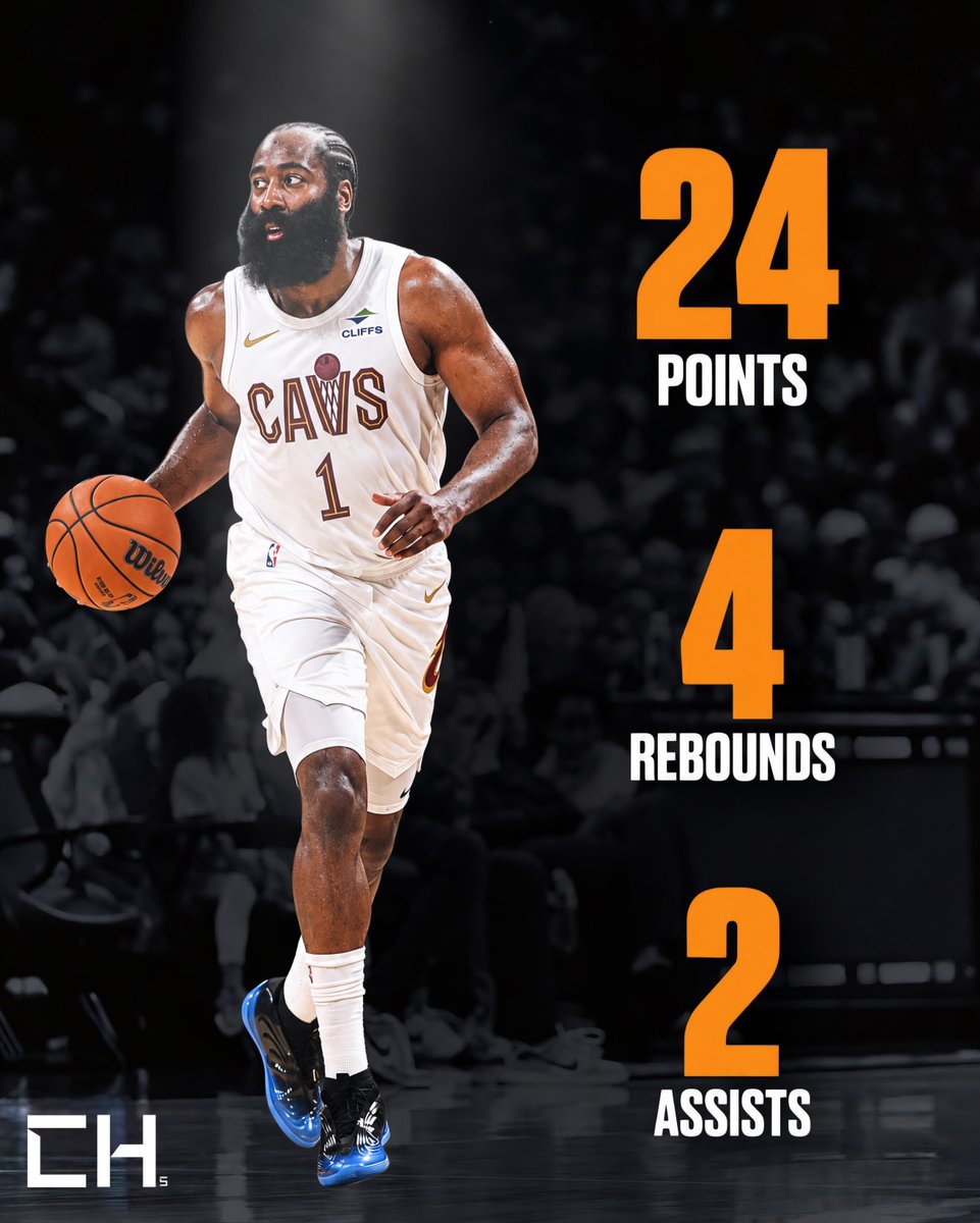 RogerAngel6493's tweet photo. James Harden in his Cavaliers preseason debut:⚔️

🔸 24 PTS
🔸 4 REB
🔸 2 AST
🔸 7/10 FGM
🔸 3/5 3PM
🔸 26 MIN

Still Elite 🔥 https://t.co/UHXZxozbVy